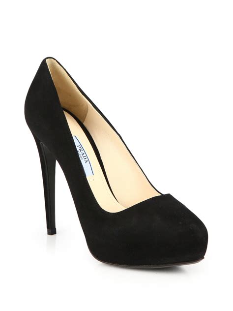 prada suede heel platform pump pointy heel|prada high heels.